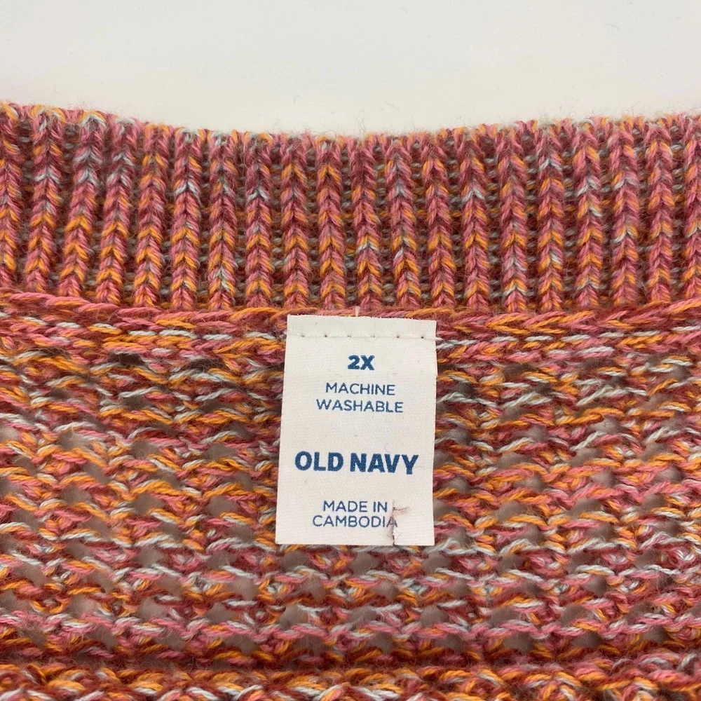 Old Navy Sweater Womens 2X Warm Multi Space Dye Cotton Modern Boatneck